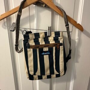 KAVU Striped Navy and Cream Crossbody Bag